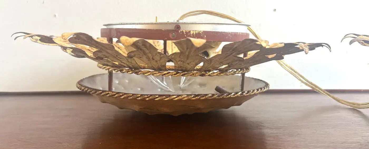 Gold Metal Sunburst Ceiling Light
