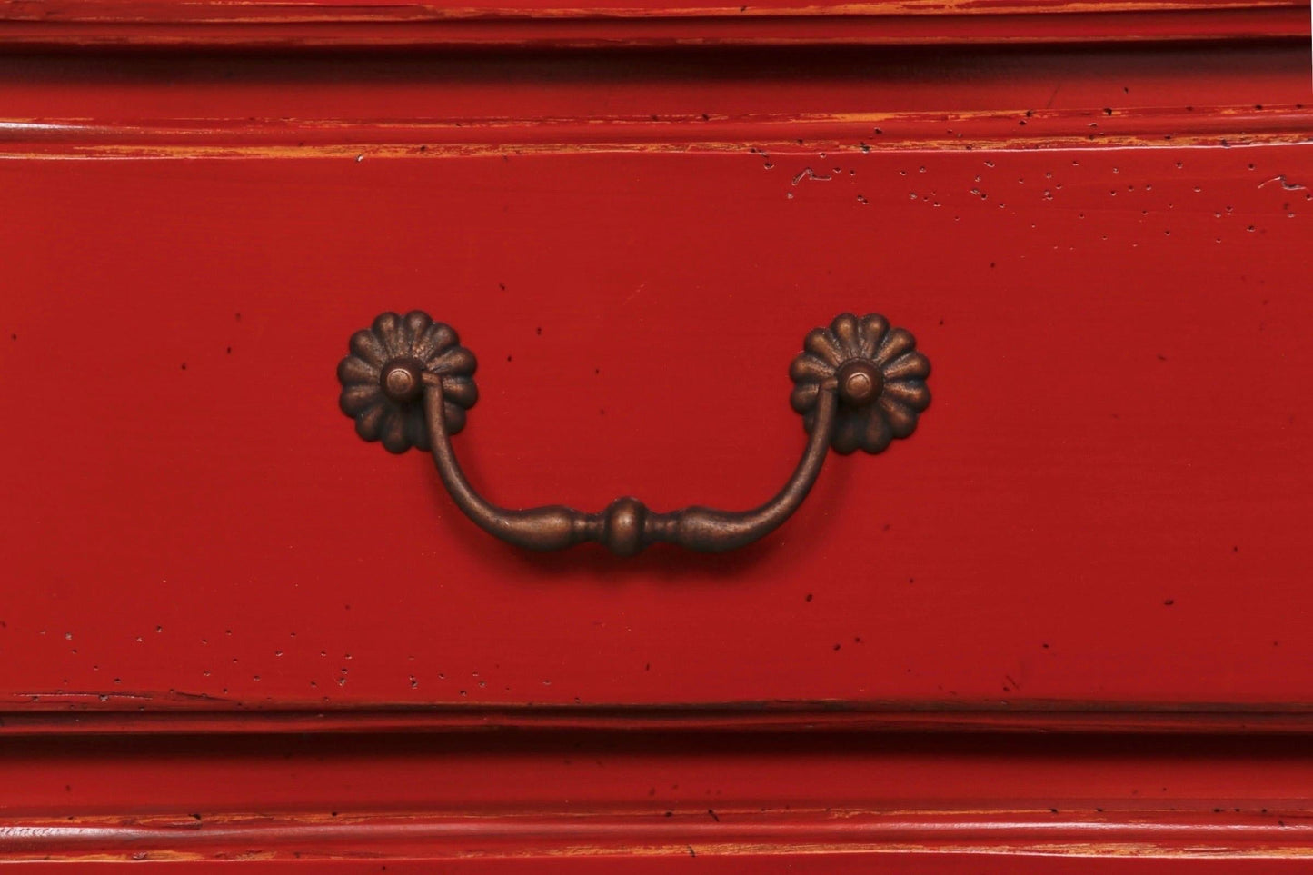 Deep Red French Provincial 11-Drawer Dresser with Brass Hardware