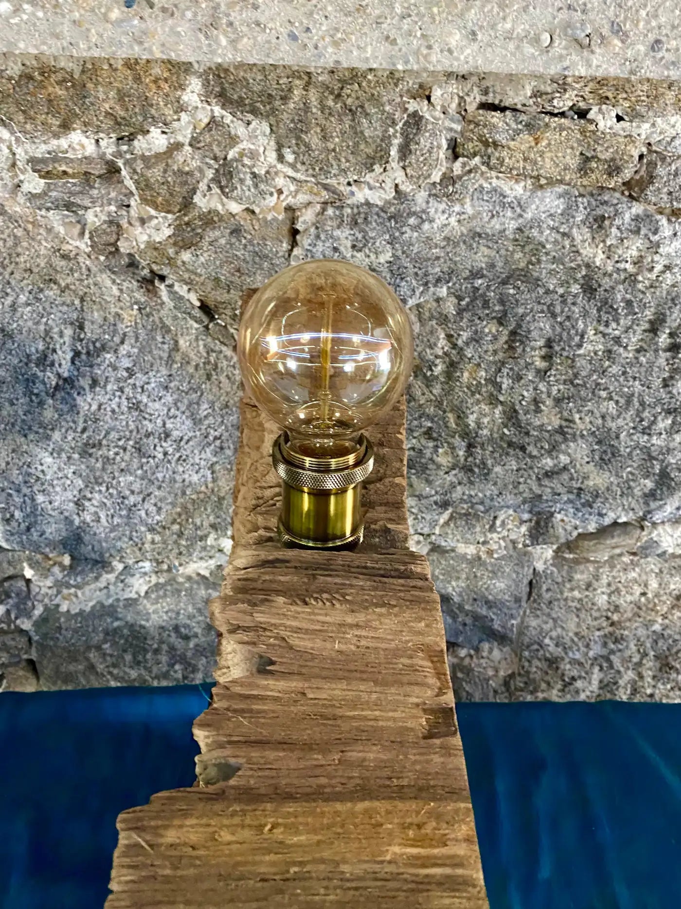 Modern Organic Driftwood Table Lamp with LED Lightbulb Ball, 2021