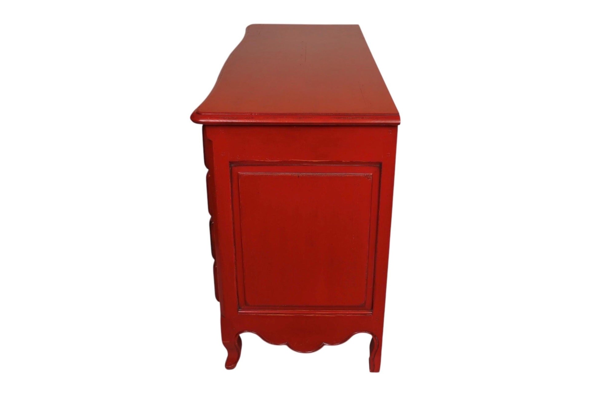 Red wooden cabinet on a white background