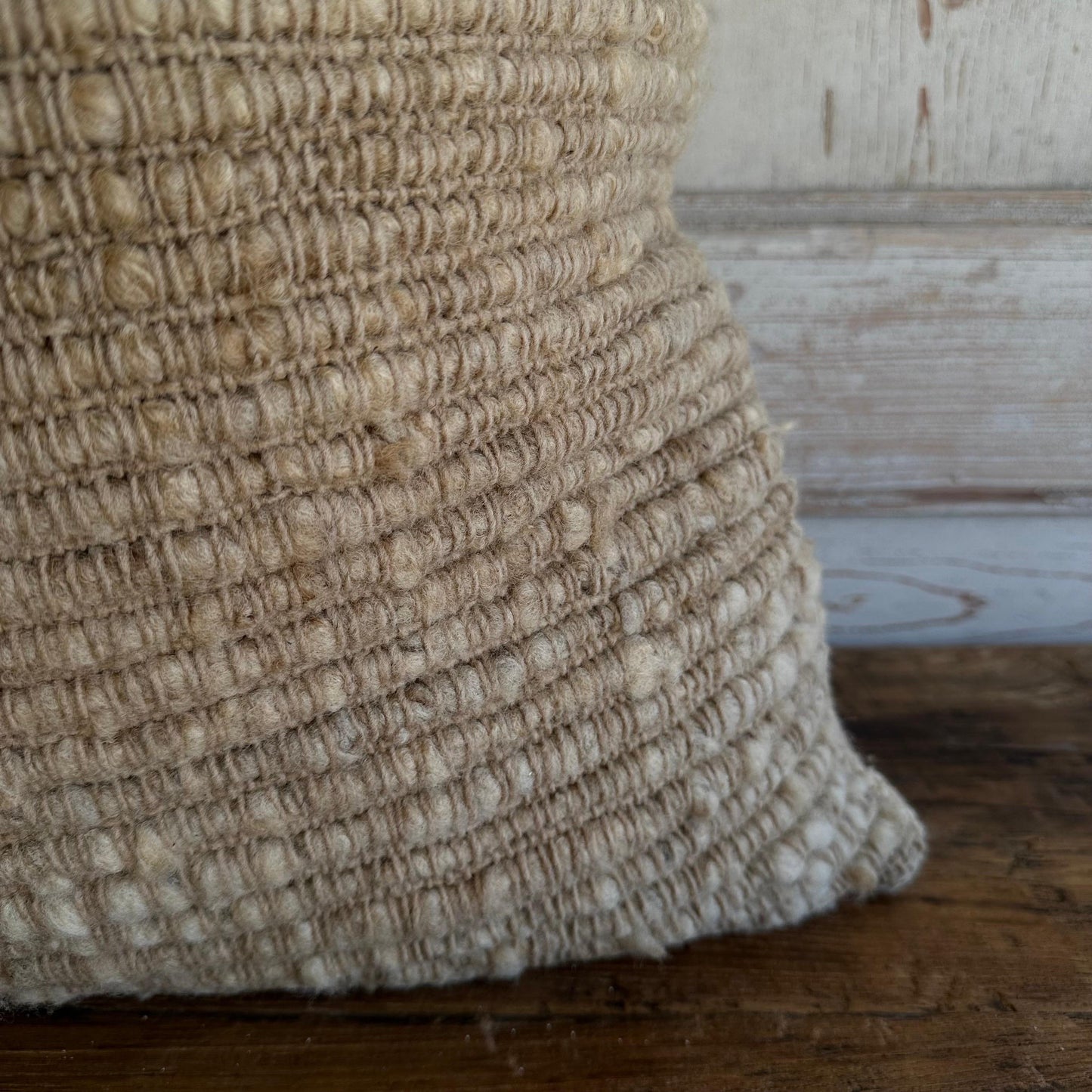 Villa Hand-Made Wool Pillow with Down Feather Insert