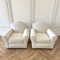 Pair of Vintage Club Chairs Reupholstered in Heavy Stone Washed Linen