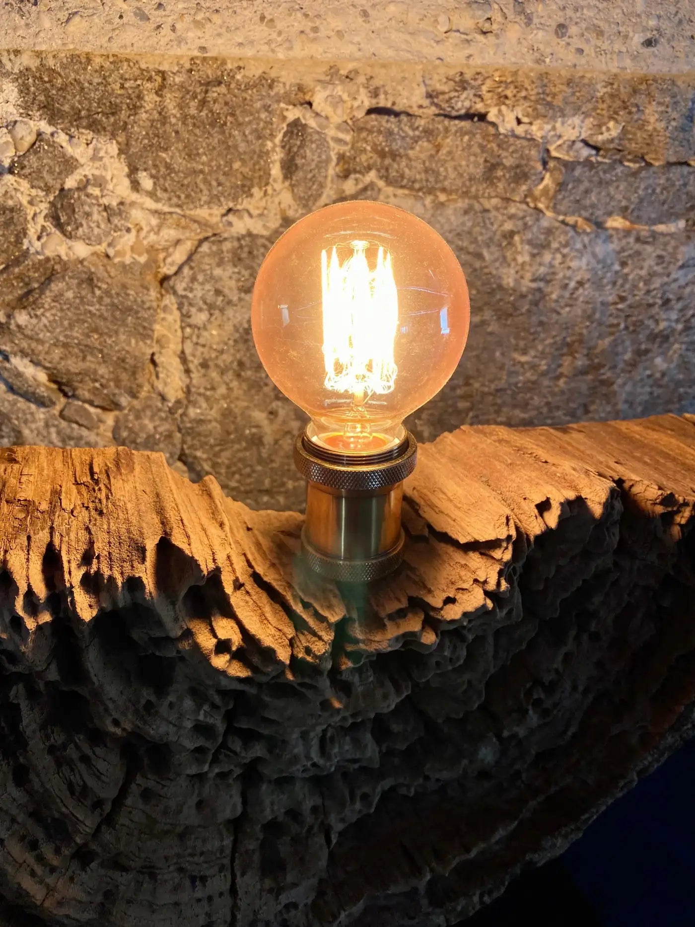 Modern Organic Driftwood Table Lamp with LED Lightbulb Ball, 2021