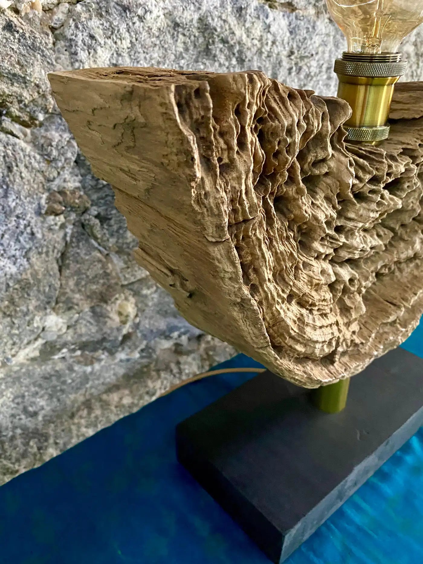 Modern Organic Driftwood Table Lamp with LED Lightbulb Ball, 2021