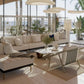 Patio Coffee Table Featuring Gold Plating and Irregular Carrara Marble Top