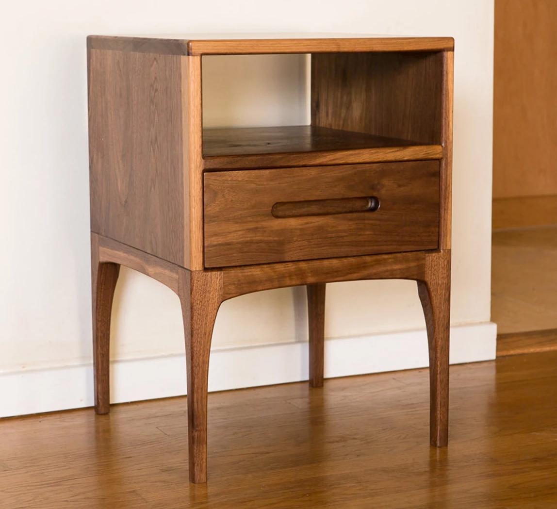 Classic Modern Nightstand Set – Solid Walnut, Set of 2