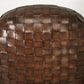 French Woven Leather Club Chairs with Matching Ottomans