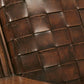 French Woven Leather Club Chairs with Matching Ottomans