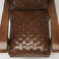 French Woven Leather Club Chairs with Matching Ottomans