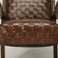 French Woven Leather Club Chairs with Matching Ottomans