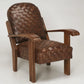 French Woven Leather Club Chairs with Matching Ottomans