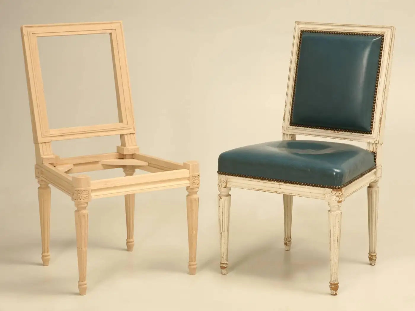Louis XVI Style Hand-Carved Side Chairs – Custom Finish, Armchair Available