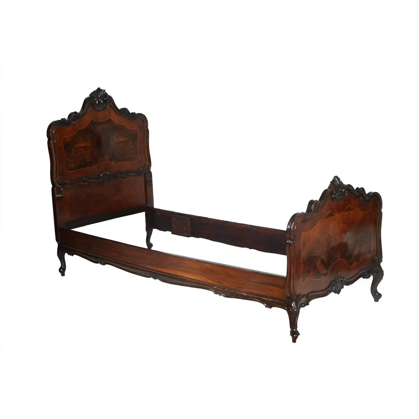 1920s Venetian Baroque Beds Hand-Carved Walnut, burl