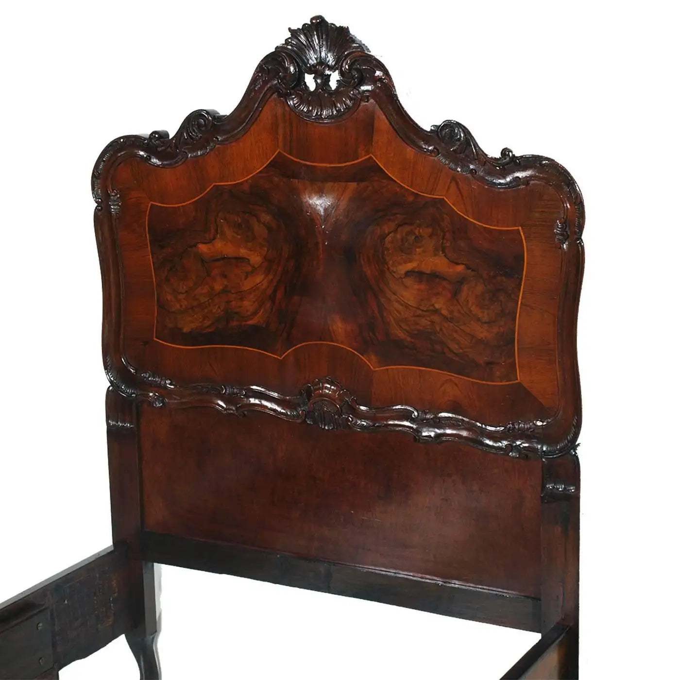1920s Venetian Baroque Beds Hand-Carved Walnut, burl