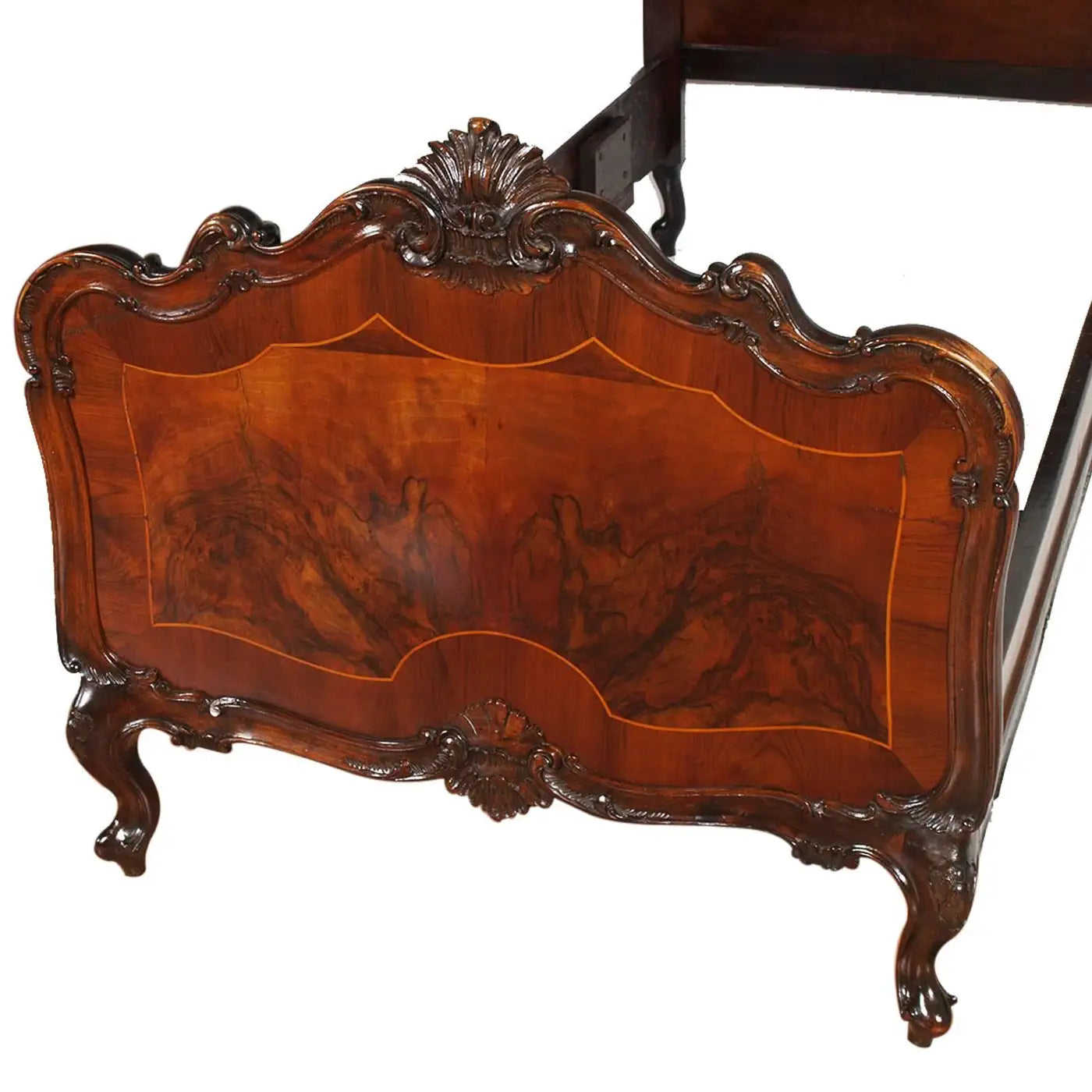 1920s Venetian Baroque Beds Hand-Carved Walnut, burl