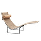 Beige lounge chair with a pillow on a white background