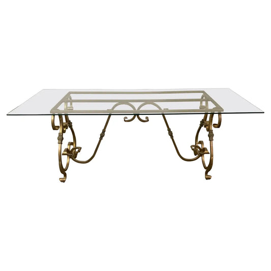 Antiqued Gold Finish Baroque Style Dining Table Base