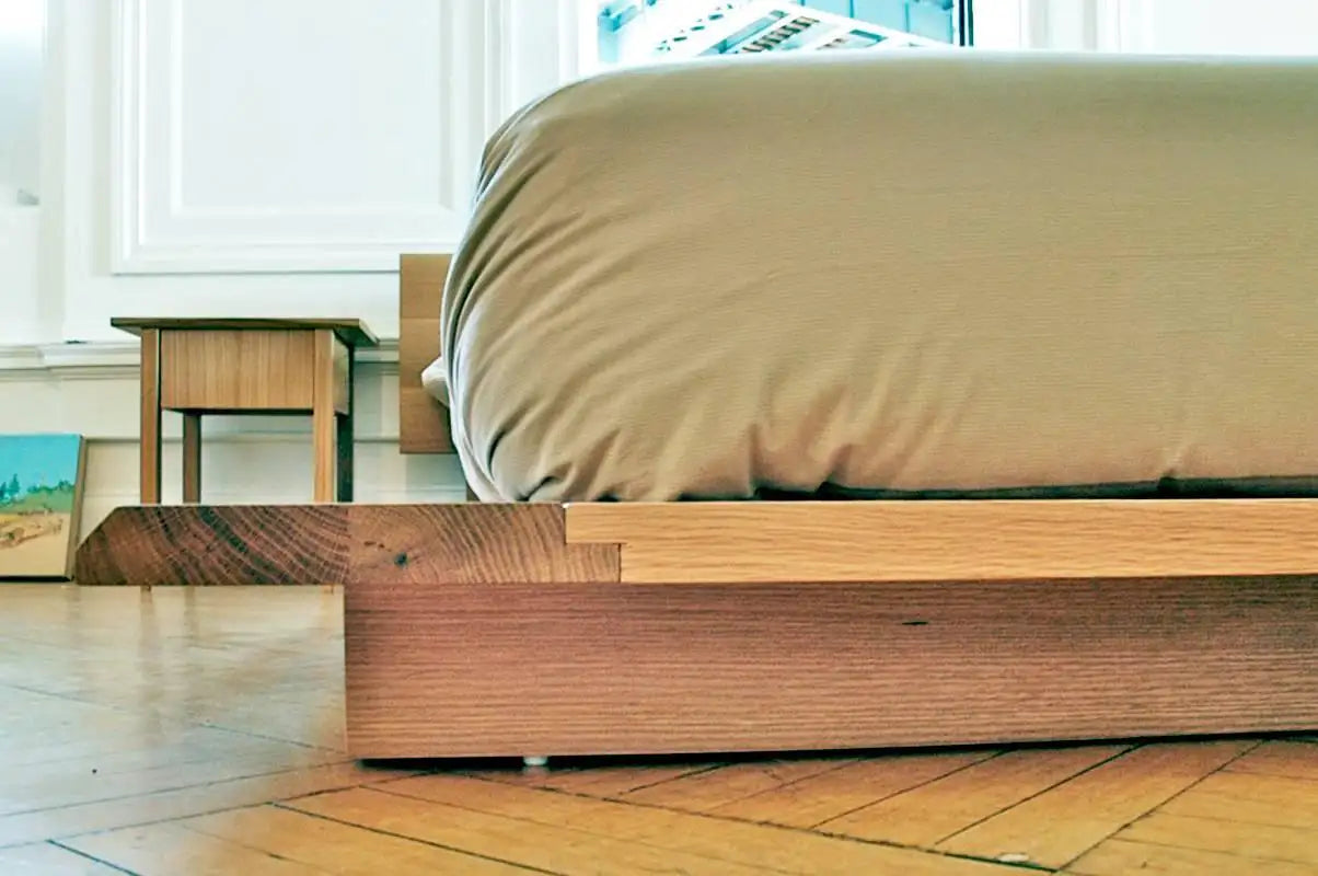 Platform, Rift Queen Bed, Mid-Century Modern, Hardwood, Custom