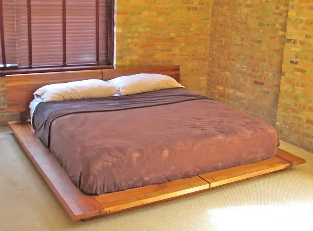Platform, Rift Queen Bed, Mid-Century Modern, Hardwood, Custom