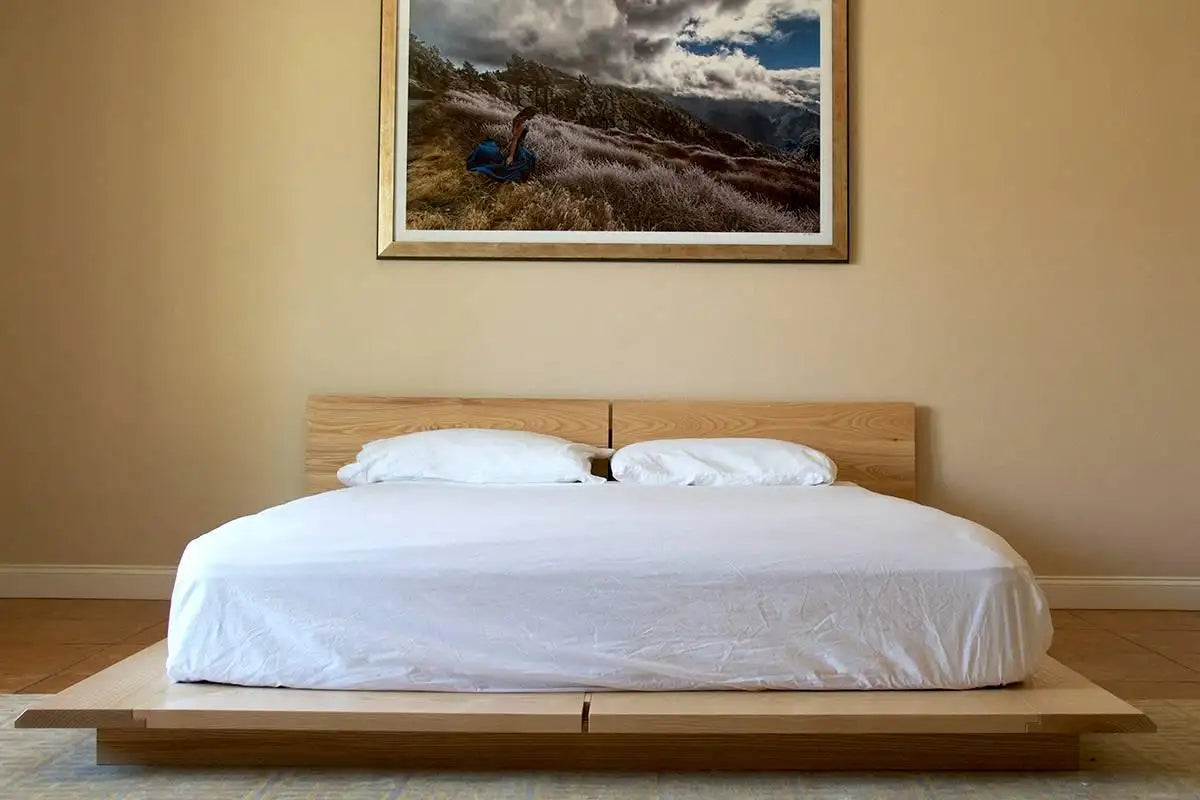Platform, Rift Queen Bed, Mid-Century Modern, Hardwood, Custom