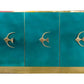 Bespoke Italian Emerald Blue Green Art Glass 9-Drawer Dresser Sideboard