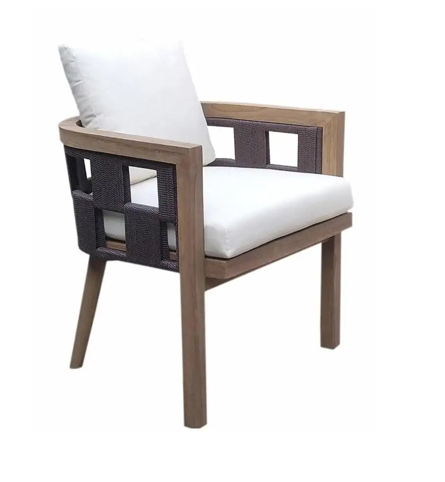 Outdoor Teak Dining Chairs In Walnut Brown Finish (Set Of 6)