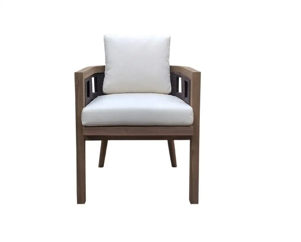 Outdoor Teak Dining Chairs In Walnut Brown Finish (Set Of 6)