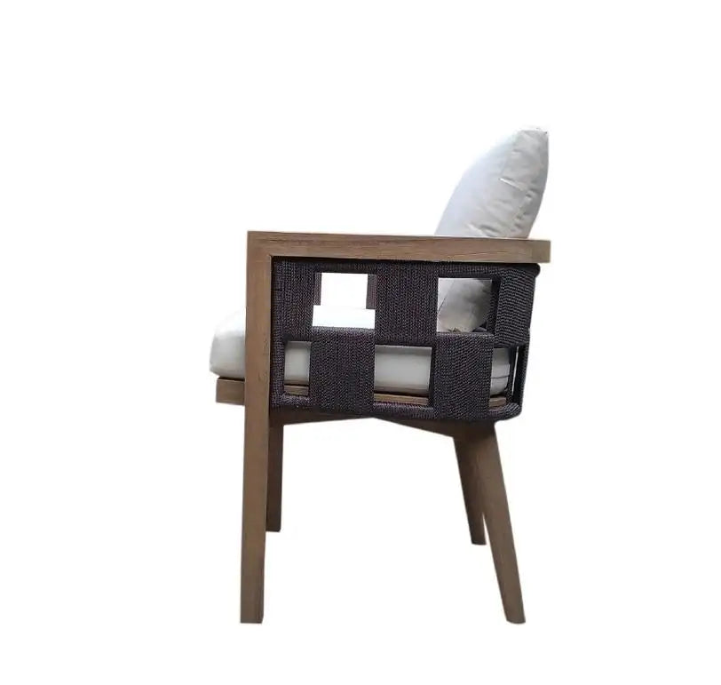 Outdoor Teak Dining Chairs In Walnut Brown Finish (Set Of 6)
