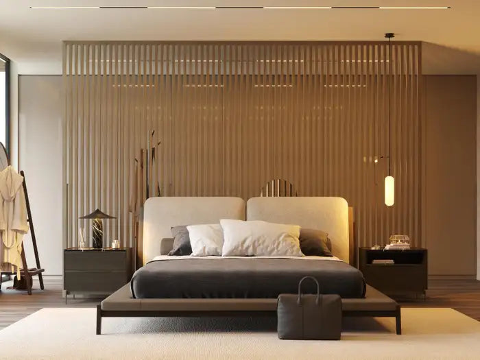 Modern Milos in Walnut and Leather Double Bed