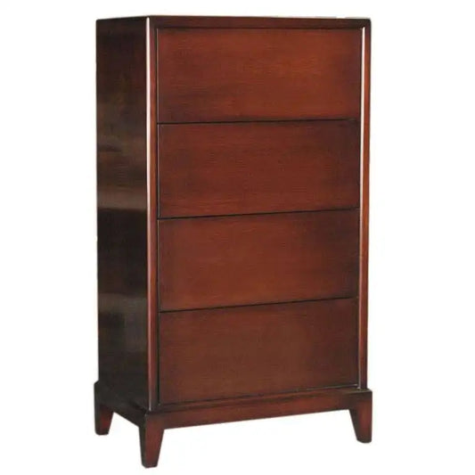 Wooden dresser with four drawers on a white background