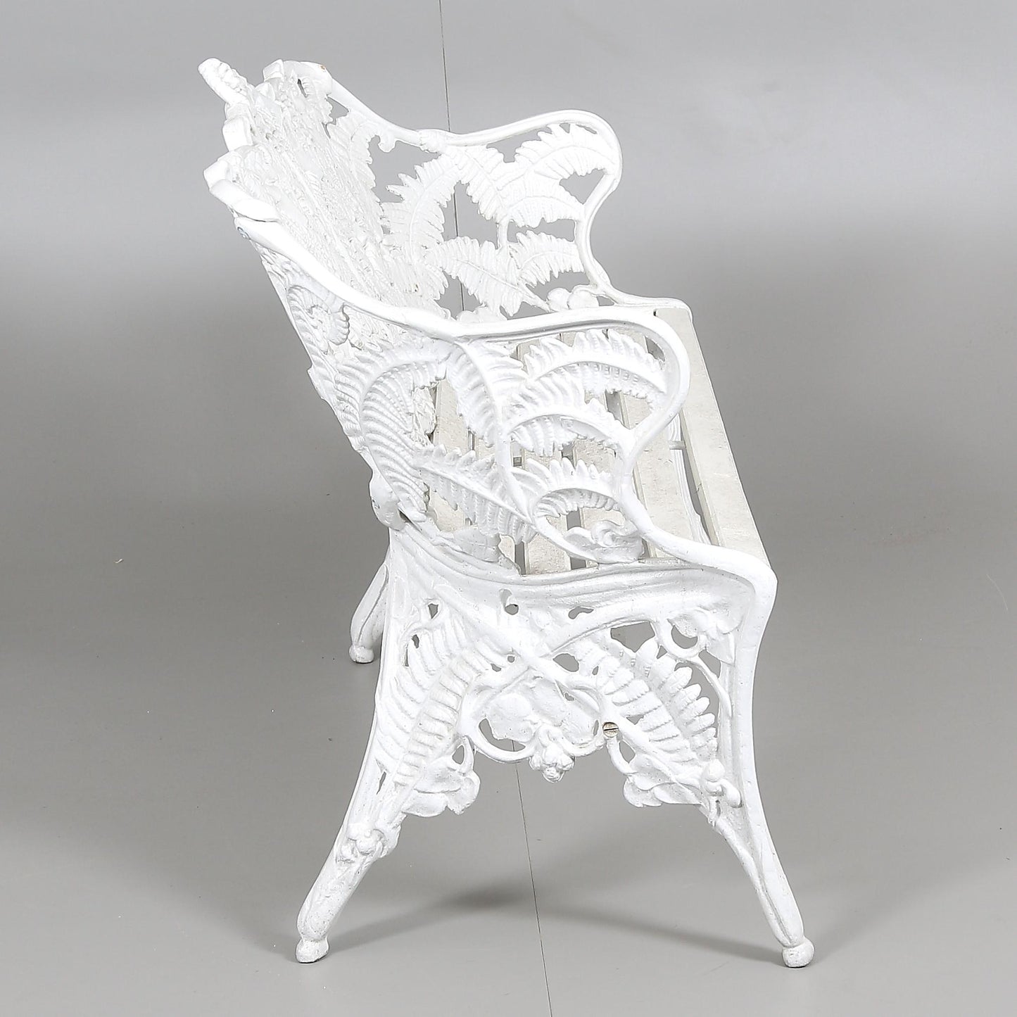 Swedish Cast Metal Park Garden Bench – 1960s Steel & Wood