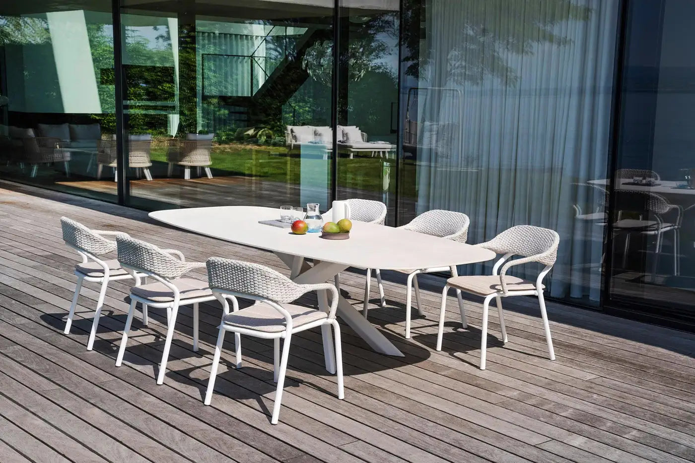7-Piece Italian Outdoor Dining Set–Includes Table and 6 Stackable Chairs