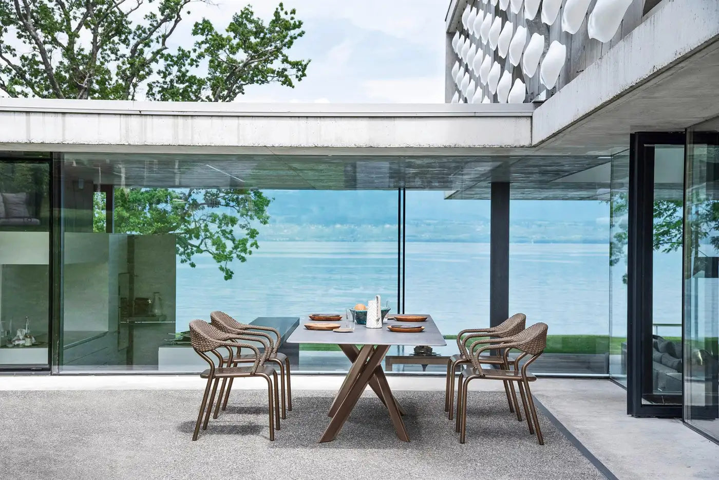 7-Piece Italian Outdoor Dining Set–Includes Table and 6 Stackable Chairs