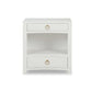 White Linen Wrapped Nightstand – Modern Minimalist Design