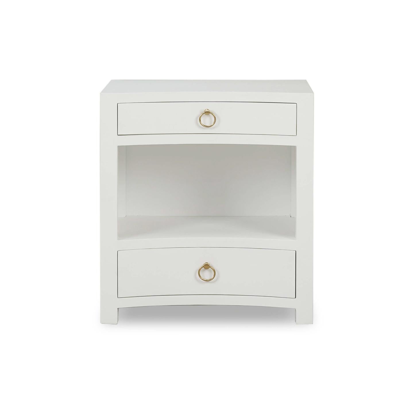 White Linen Wrapped Nightstand – Modern Minimalist Design
