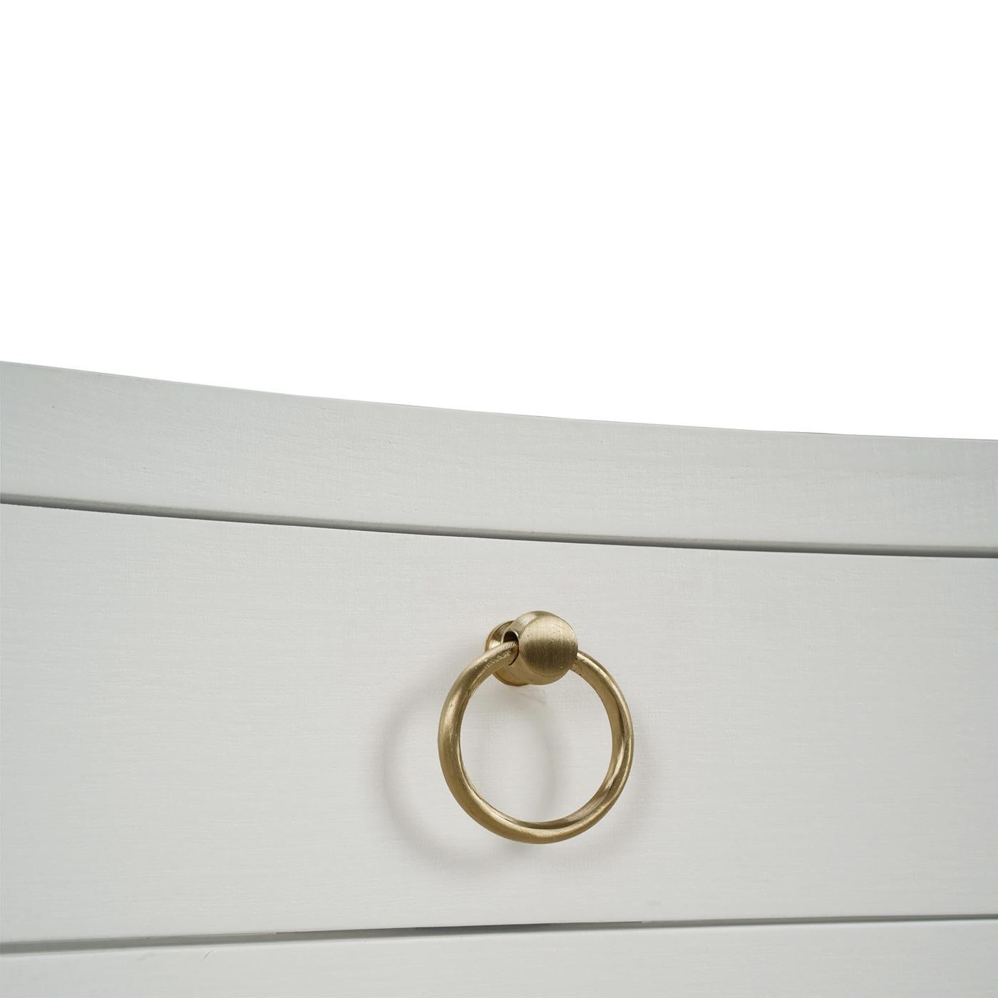 White Linen Wrapped Nightstand – Modern Minimalist Design